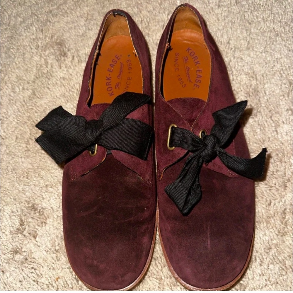 Kork-Ease Beryl Bow Burgundy Suede Oxford Women's Size 9.5